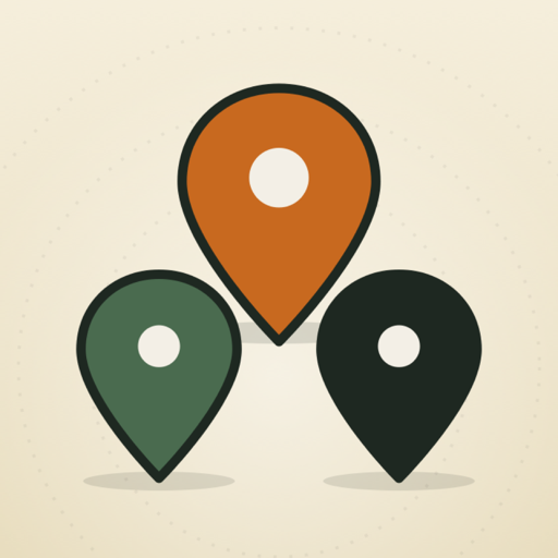 Caravan app icon: three map pins together